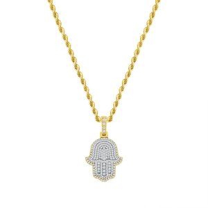 Protective Diamond Charm 14K (or 18k upon request) Gold Hamsa Necklace